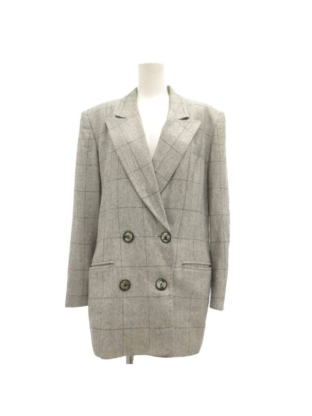 Dior Double Breasted Tailored Jacket Herringbone Classic Button Check 4 Gray MG